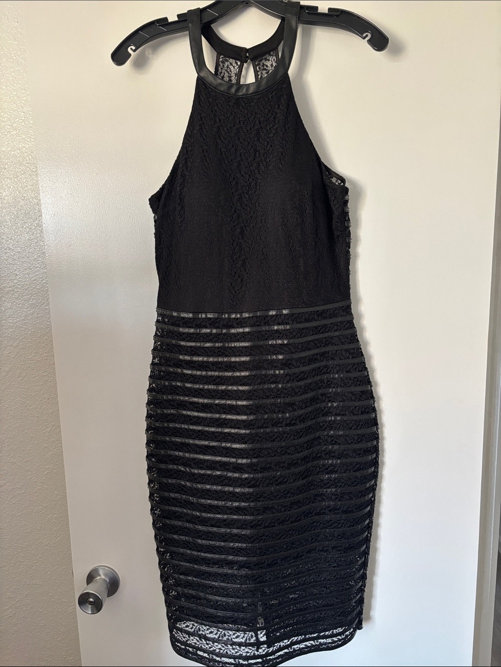 Guess Black Lace Halter Midi Dress